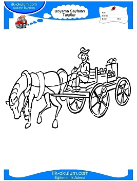 Çocuklar İçin At-Arabası Boyama Sayfaları 